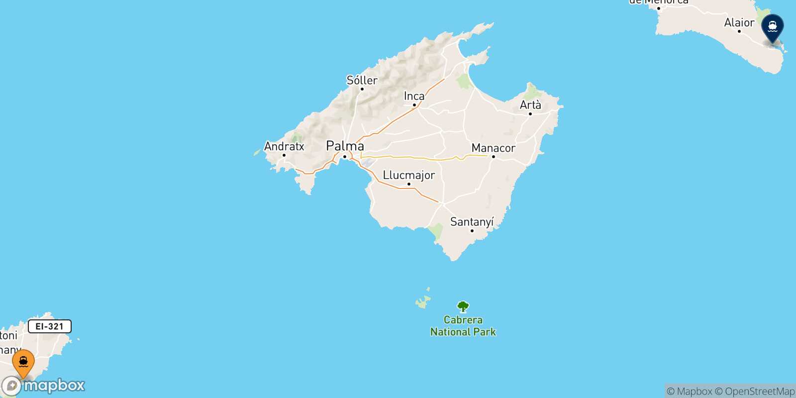 Ibiza Mahon (Minorca) route map