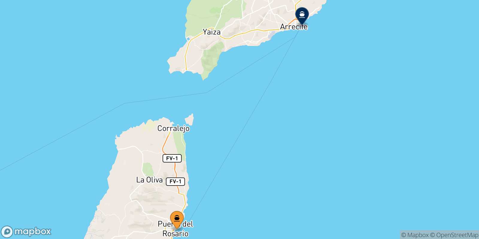 Puerto Del Rosario (Fuerteventura) Arrecife (Lanzarote) route map