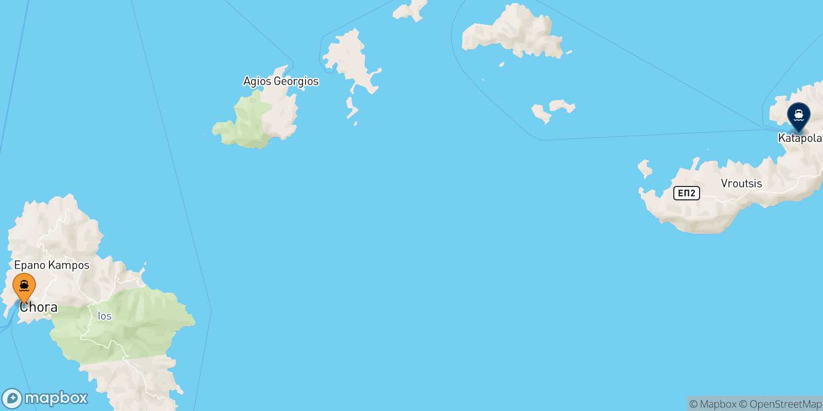 Ios Katapola (Amorgos) route map