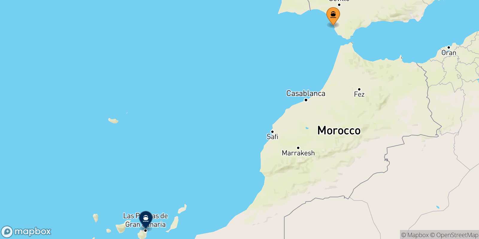 Cadiz Las Palmas De Gran Canaria route map