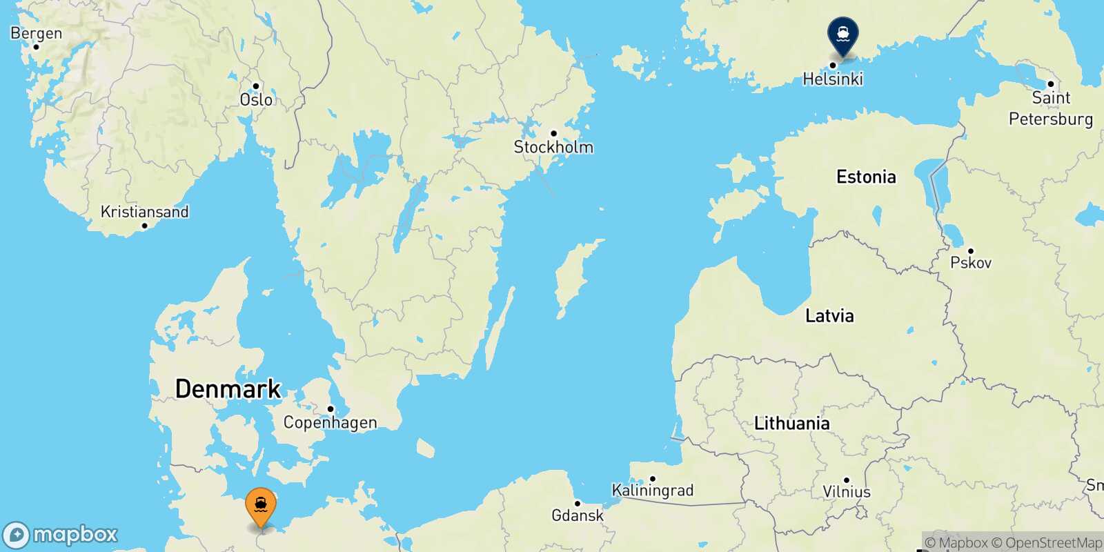 Travemünde Helsinki route map