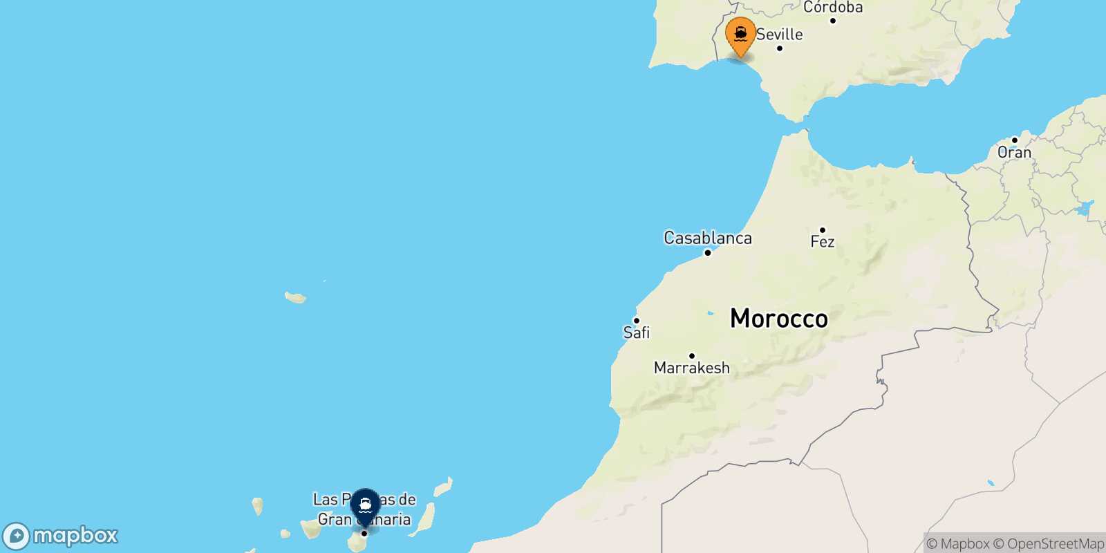 Huelva Las Palmas De Gran Canaria route map