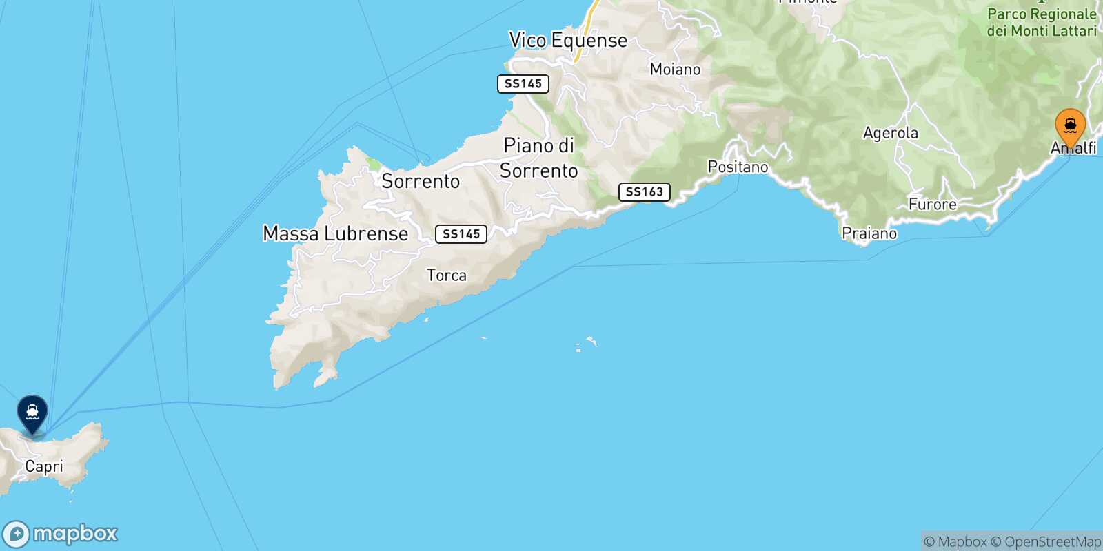 Amalfi Capri route map