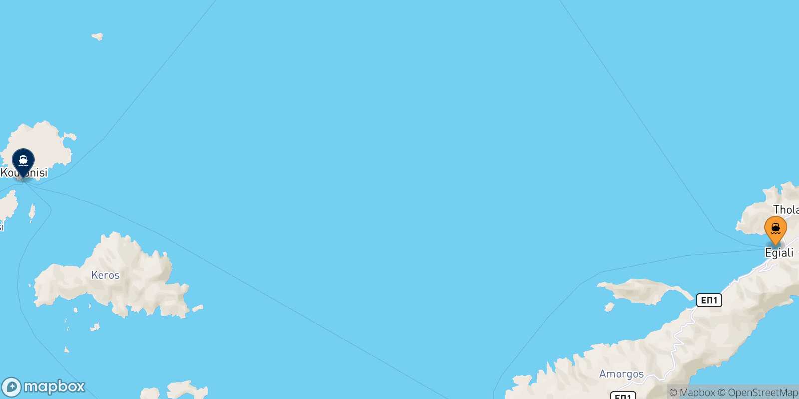 Aegiali (Amorgos) Koufonissi route map