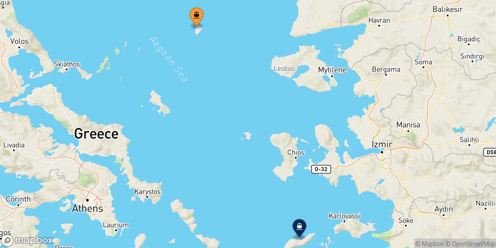 Agios Efstratios Agios Kirikos (Ikaria) route map