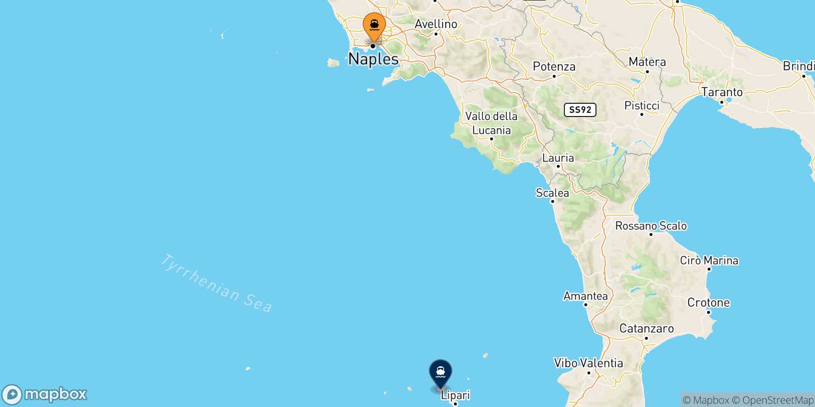 Naples Rinella (Salina) route map