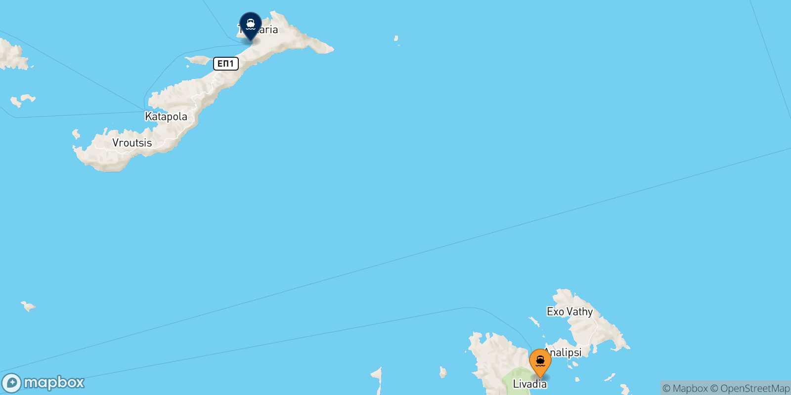 Astypalea Aegiali (Amorgos) route map