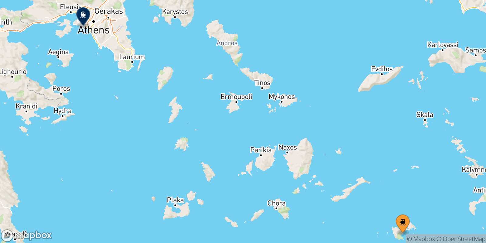 Astypalea Piraeus route map