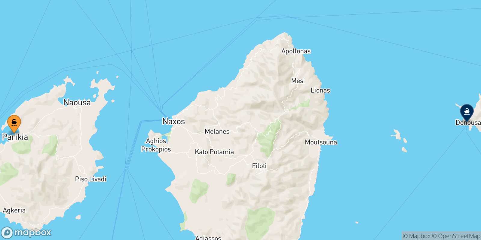 Paros Donoussa route map