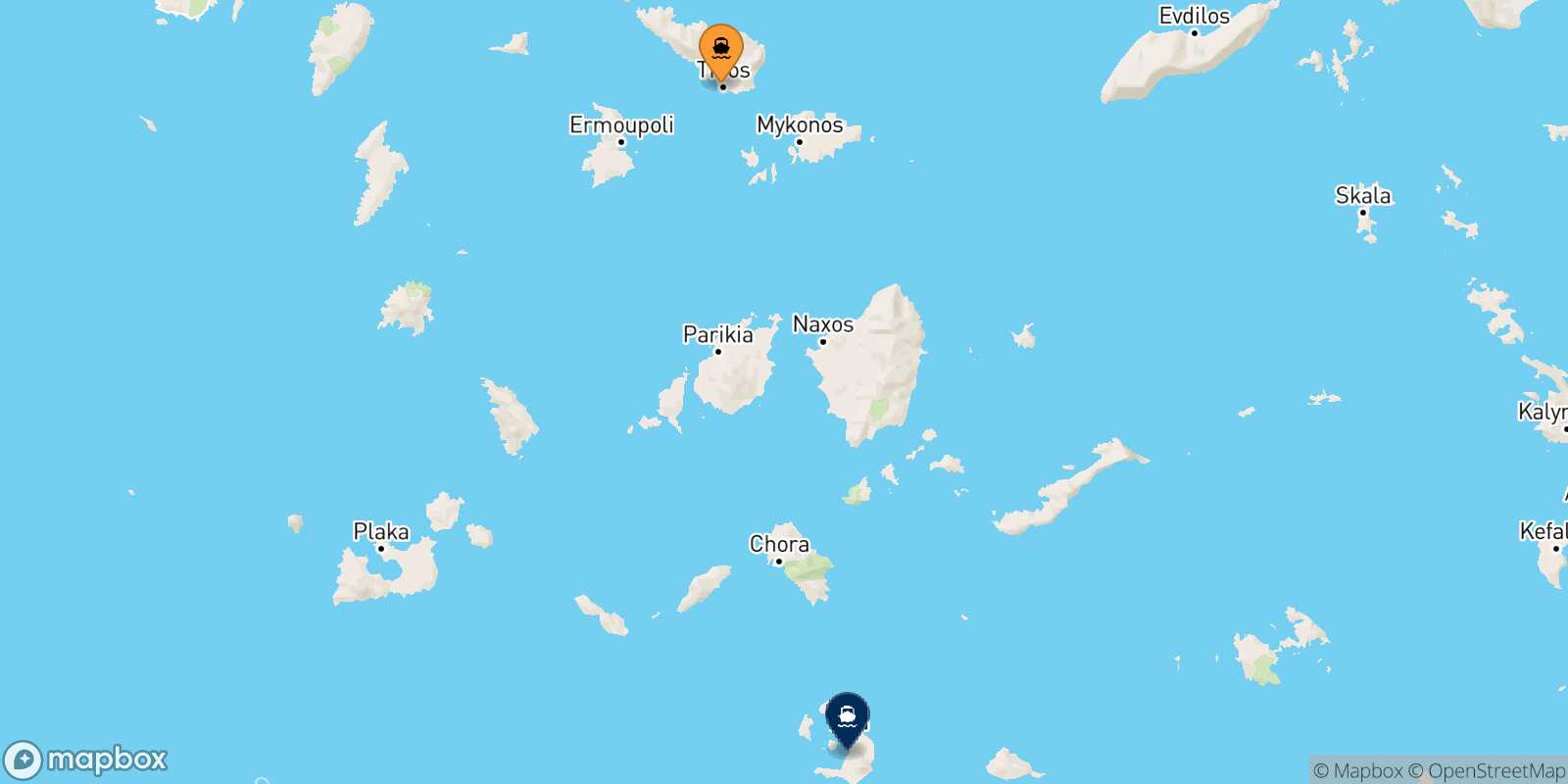 Tinos Thira (Santorini) route map