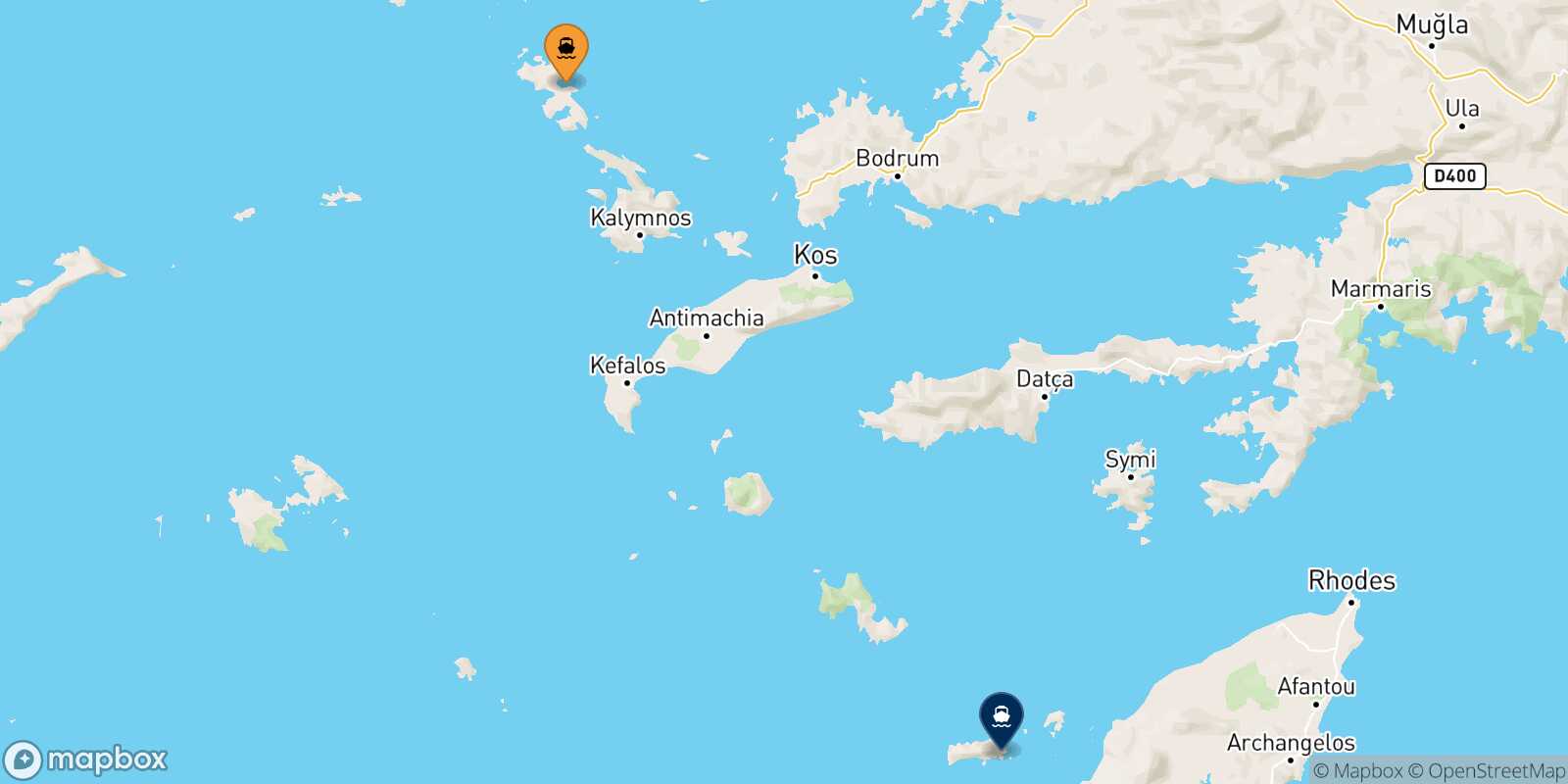Leros Chalki route map