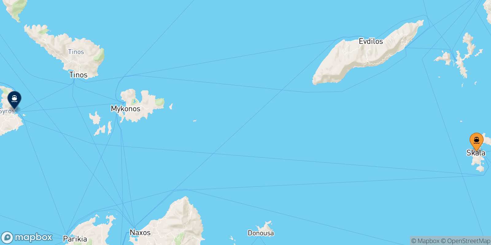 Patmos Syros route map