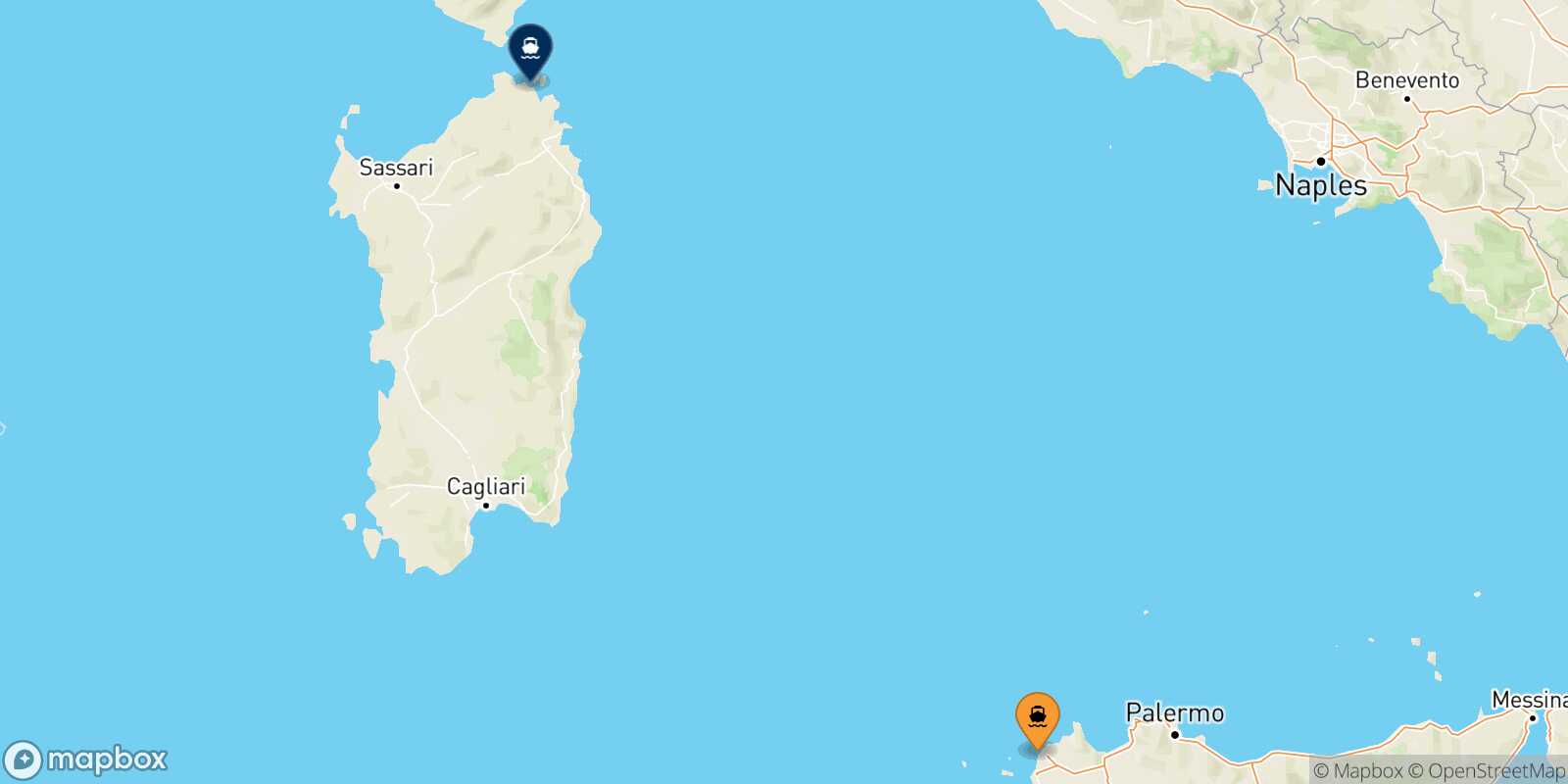 Trapani Golfo Aranci route map