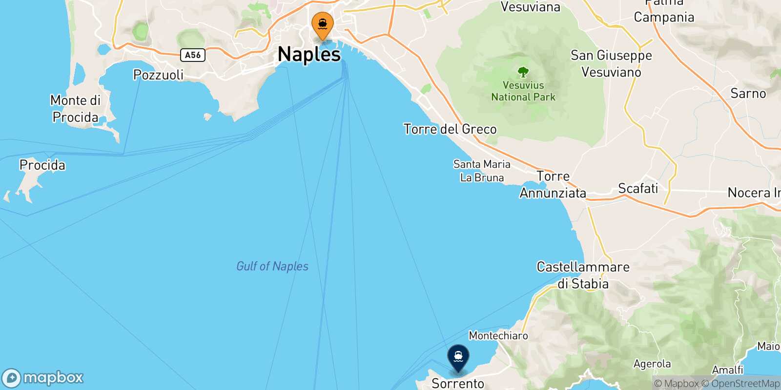 Naples Beverello Castellammare route map