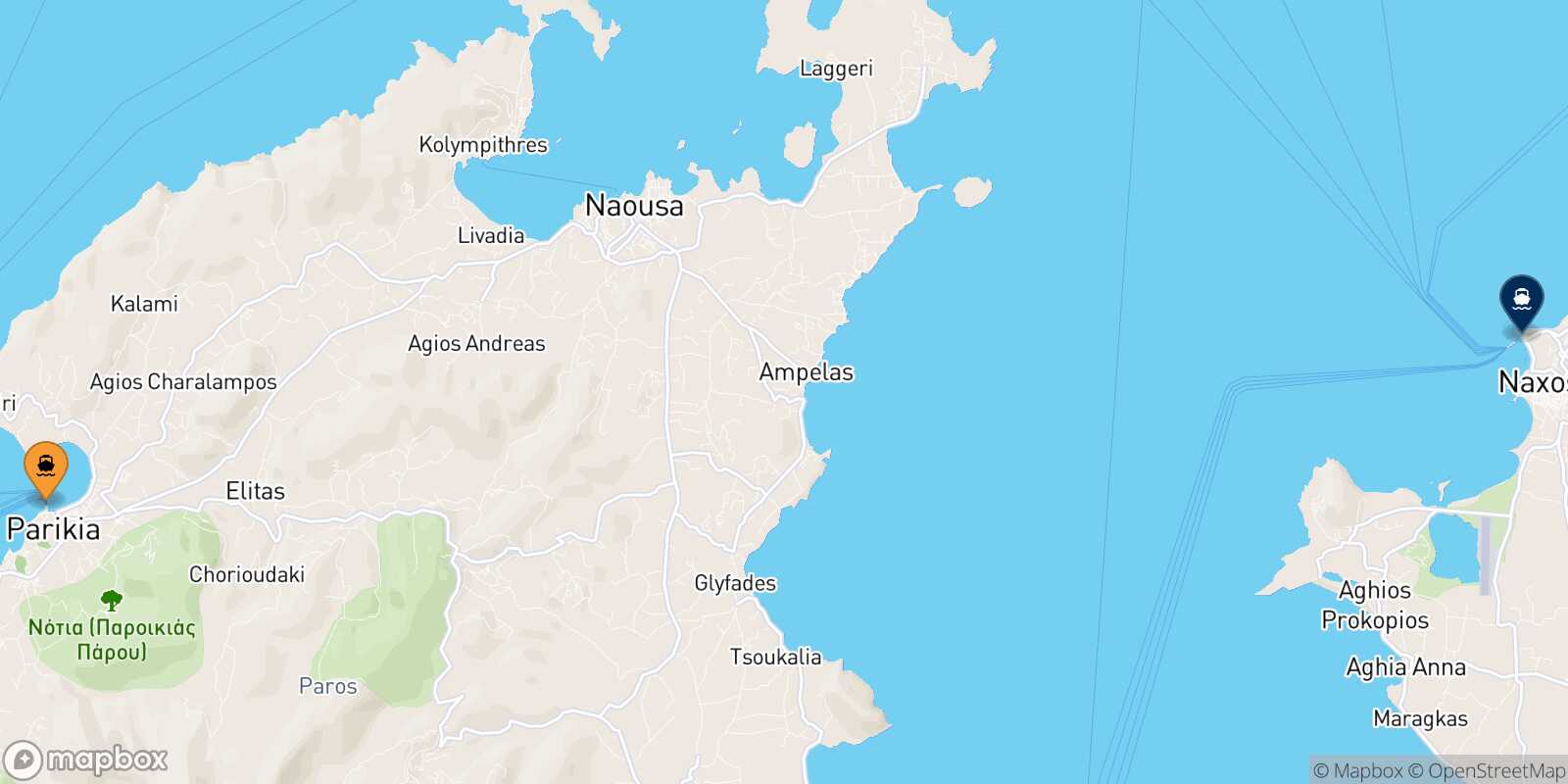 Paros Naxos route map