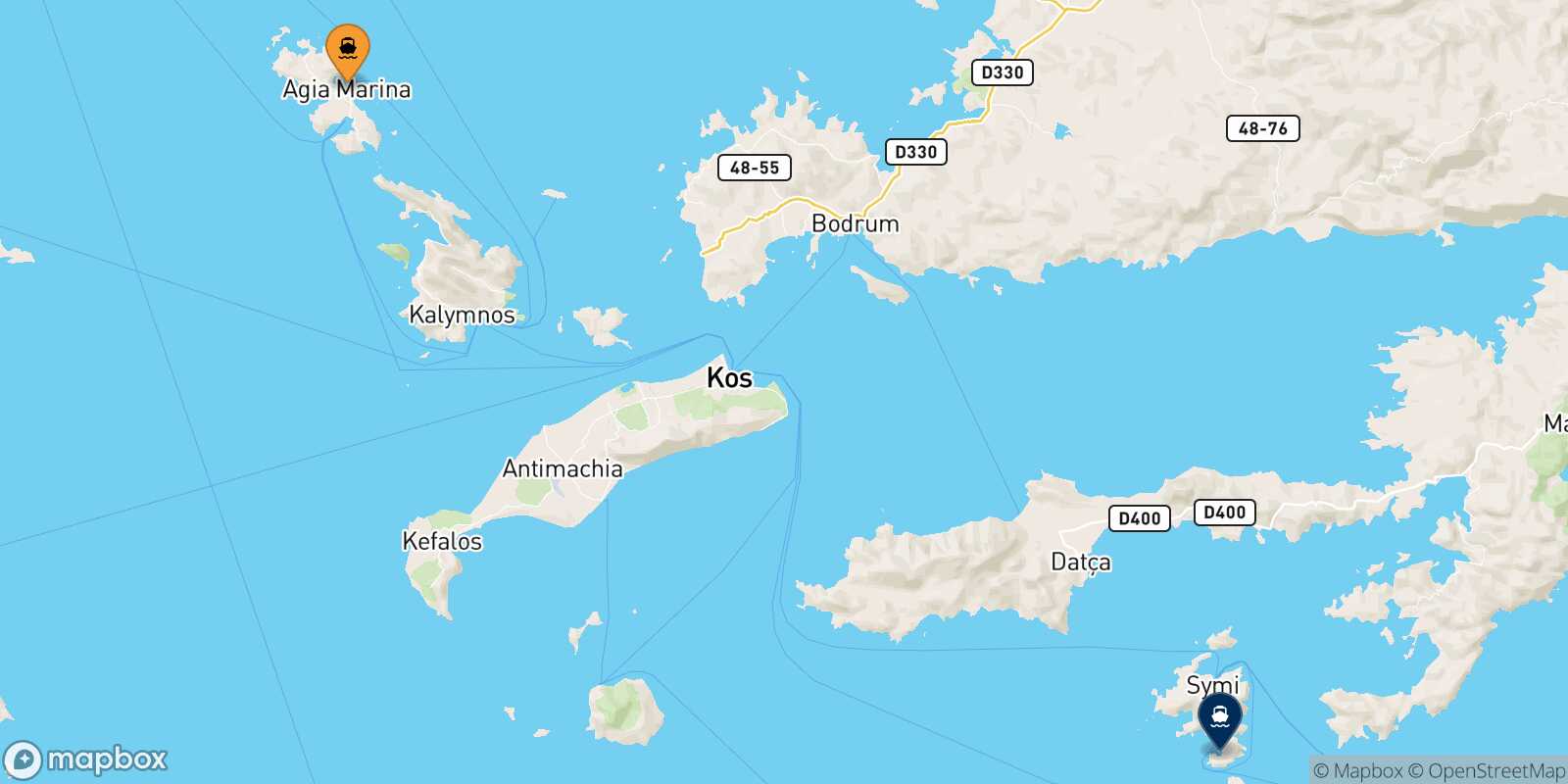 Leros Panormitis (Symi) route map
