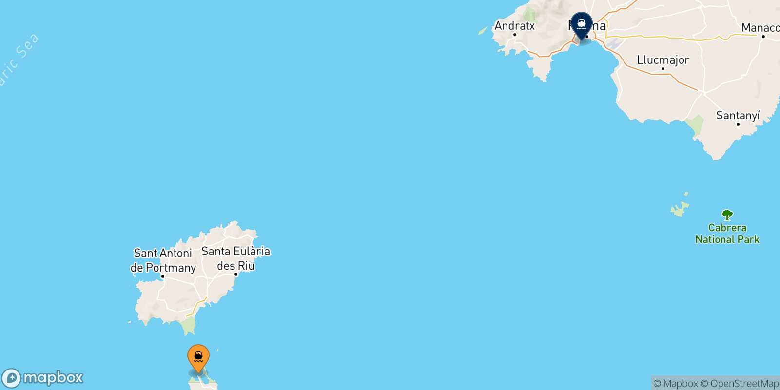Formentera Palma route map