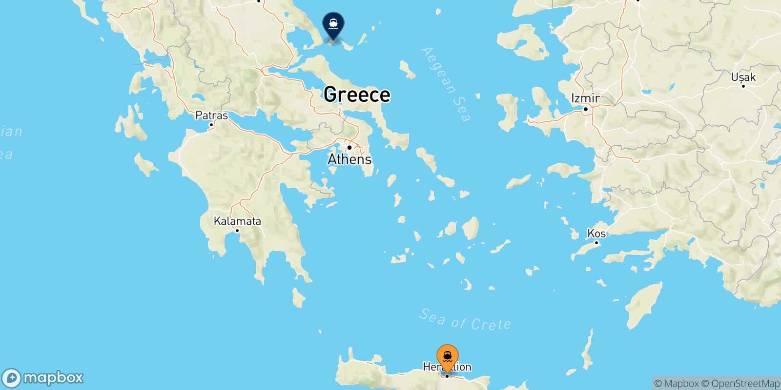 Heraklion Skiathos route map