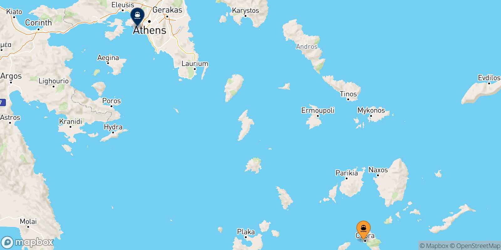 Ios Piraeus route map