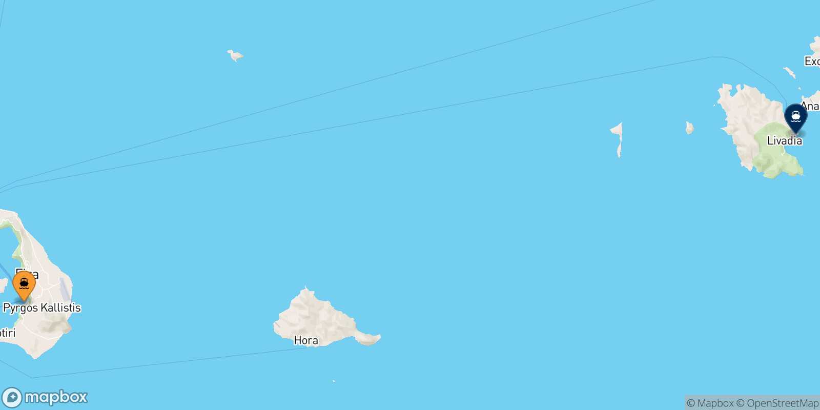 Thira (Santorini) Astypalea route map