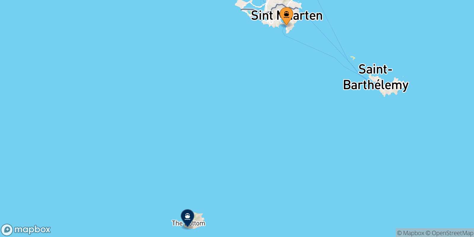 Philipsburg (St Maarten) Saba route map