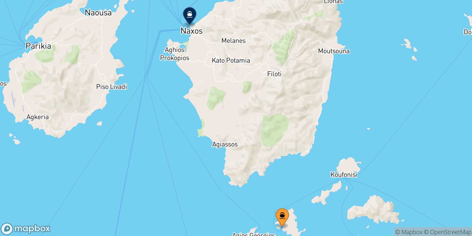 Schinoussa Naxos route map