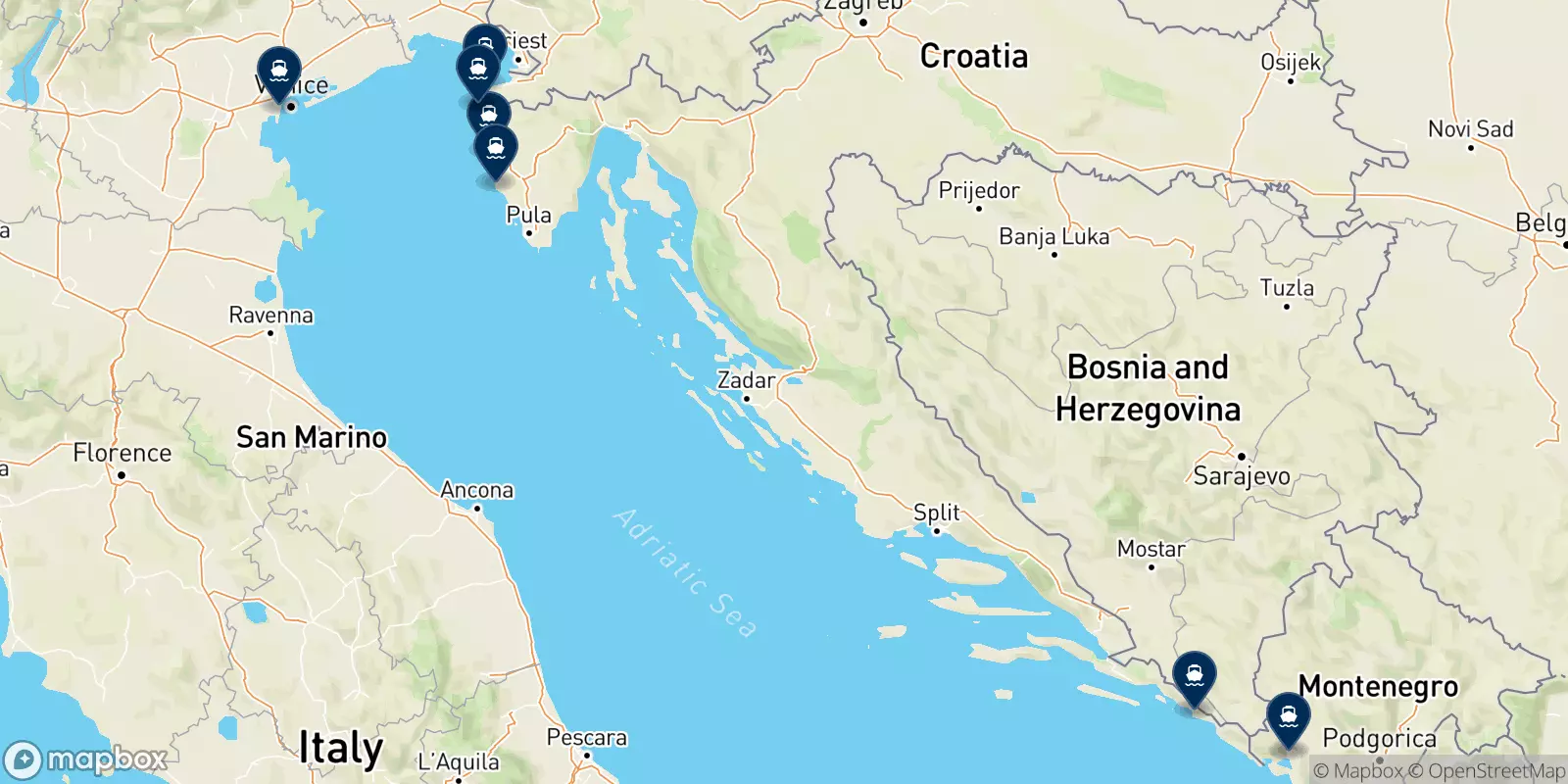 Kompas destinations map