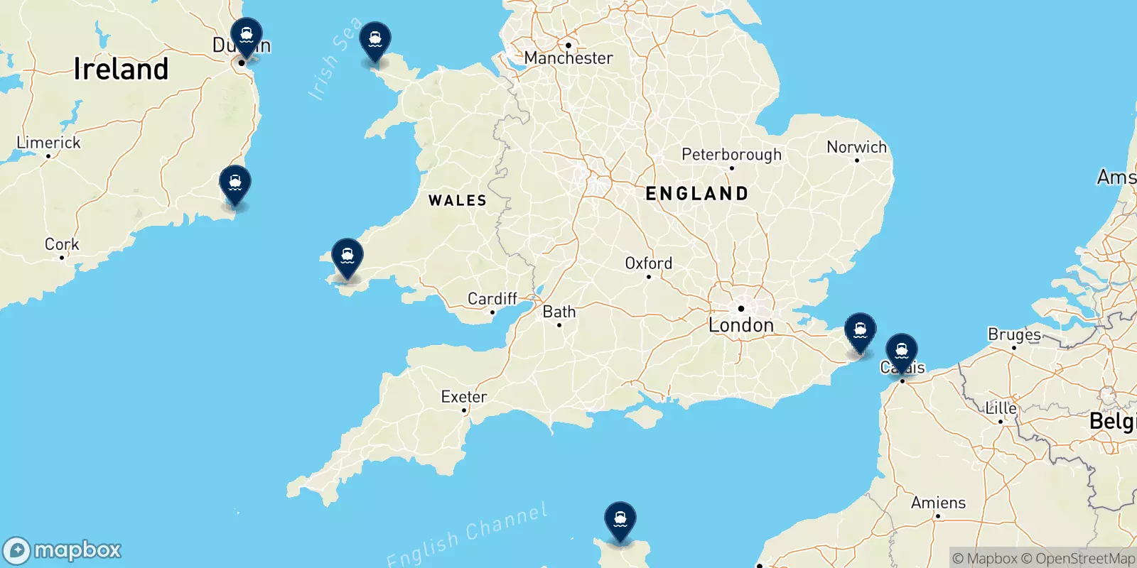 Irish Ferries destinations map