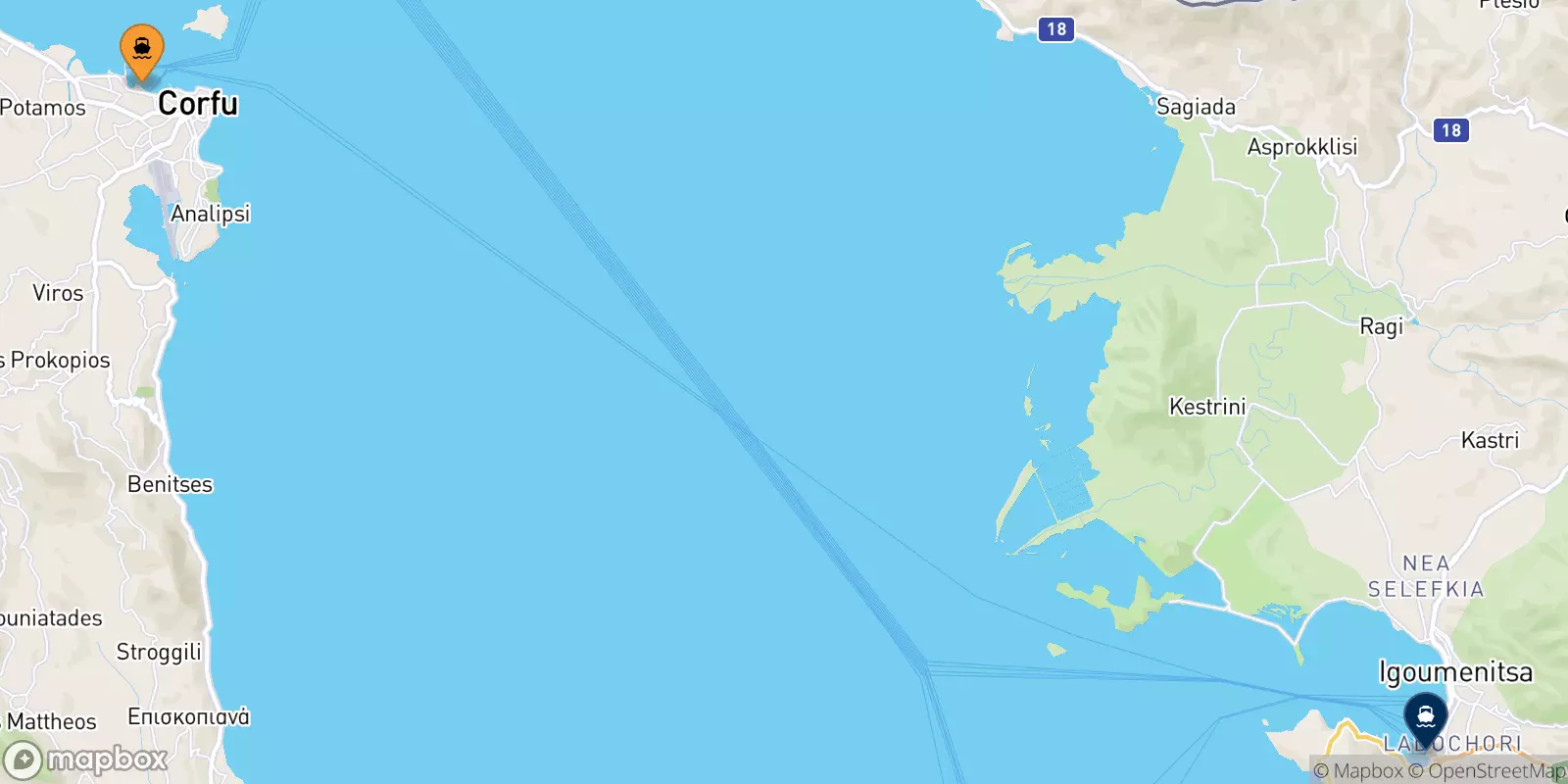 Ferries from Corfu to Igoumenitsa