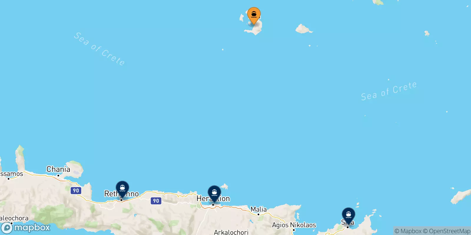 Ferries from Thira (Santorini) to Crete