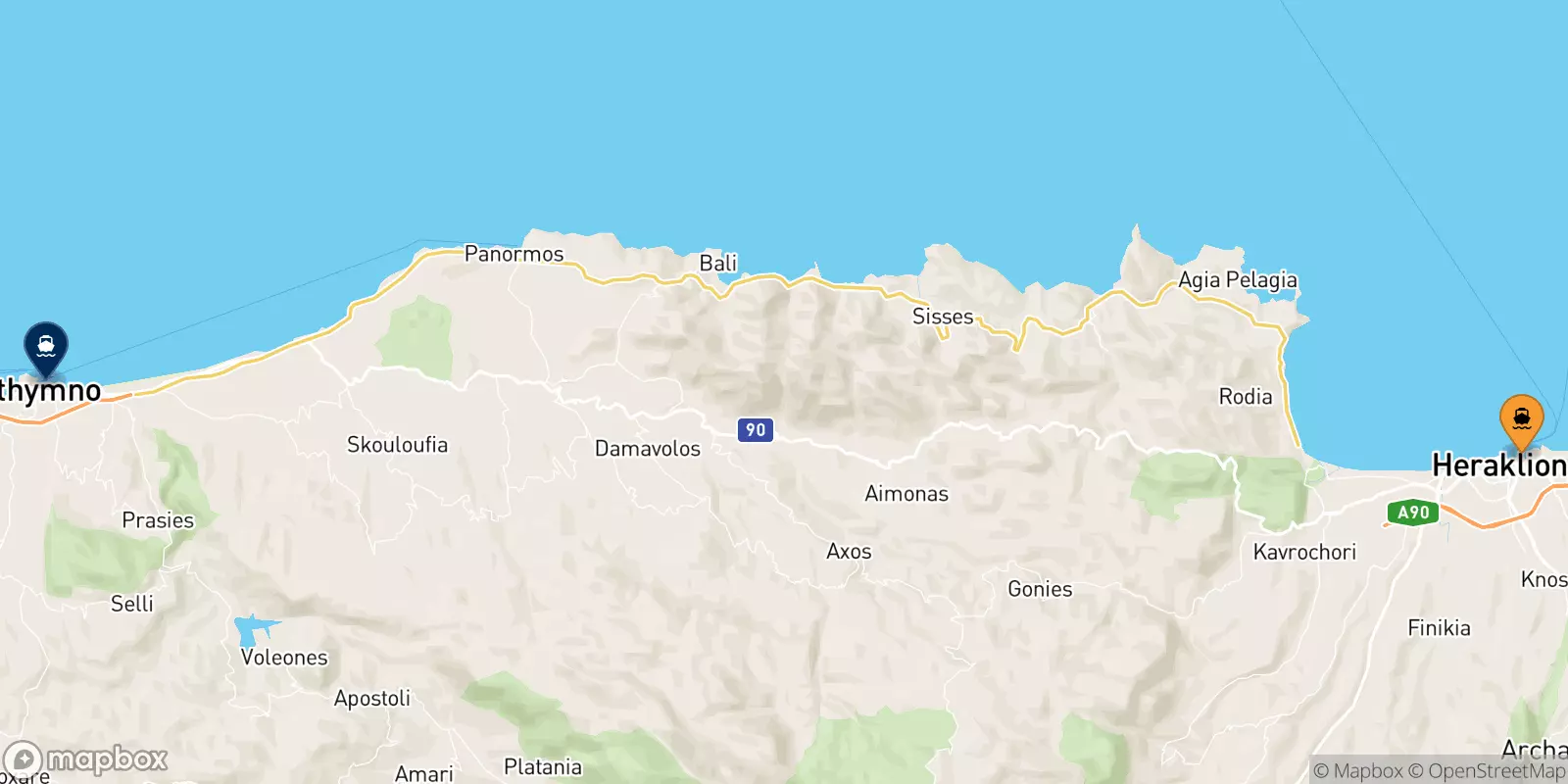 Ferries from Heraklion to Rethimno