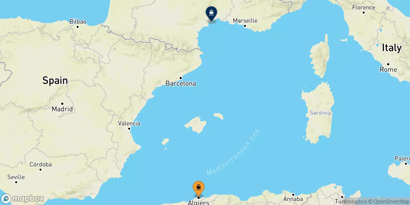 Ferries from Algiers to Sete