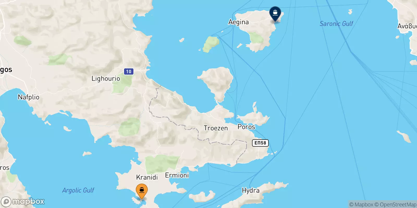 Ferries from Porto Heli to Agia Marina (Aegina)