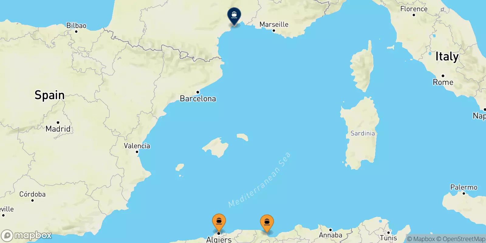 Ferries from Algeria to Sete