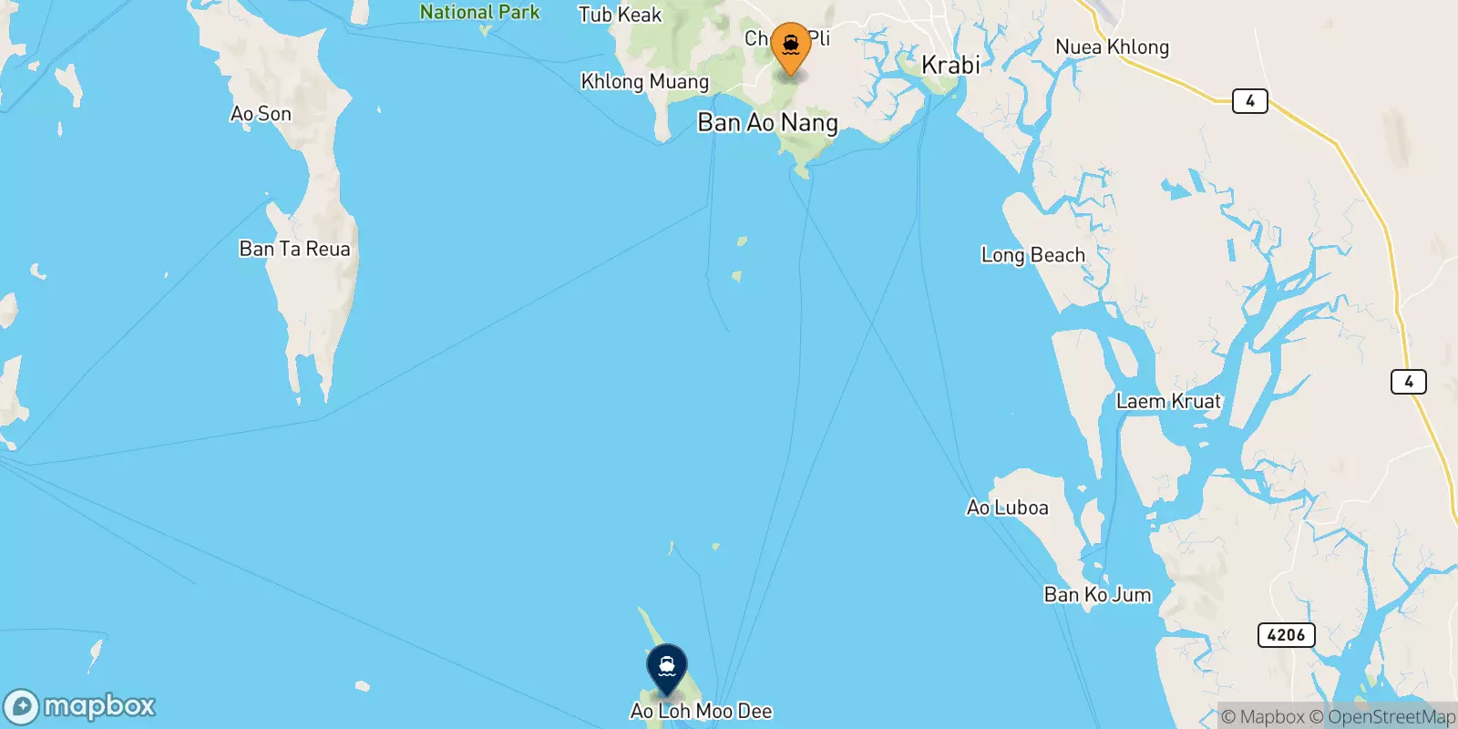 Ferries from Ao Nang (Nopparat Thara Pier) to Koh Phi Phi (Tonsai Pier)