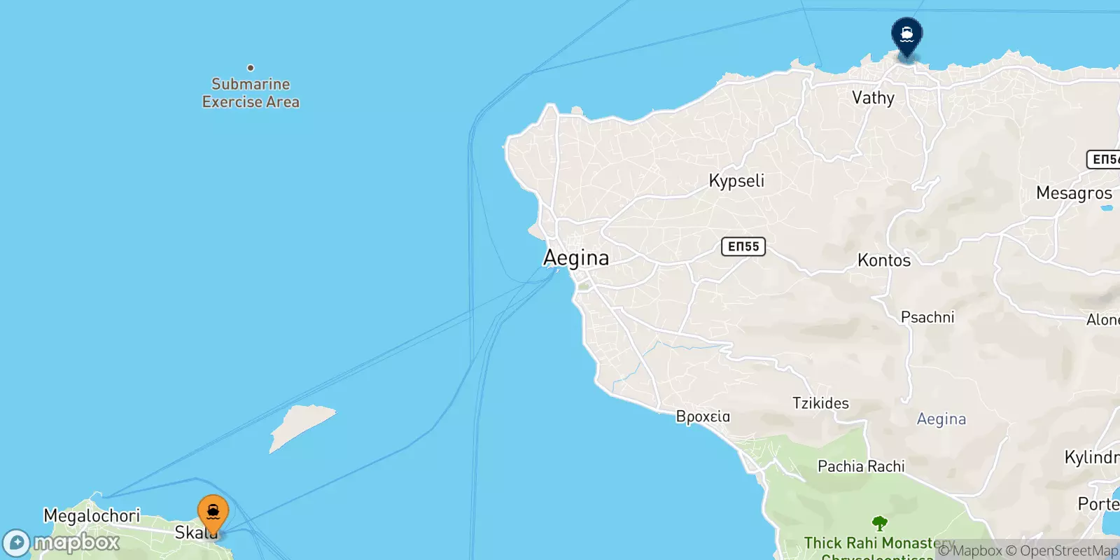 Ferries from Agistri to Souvala (Aegina)