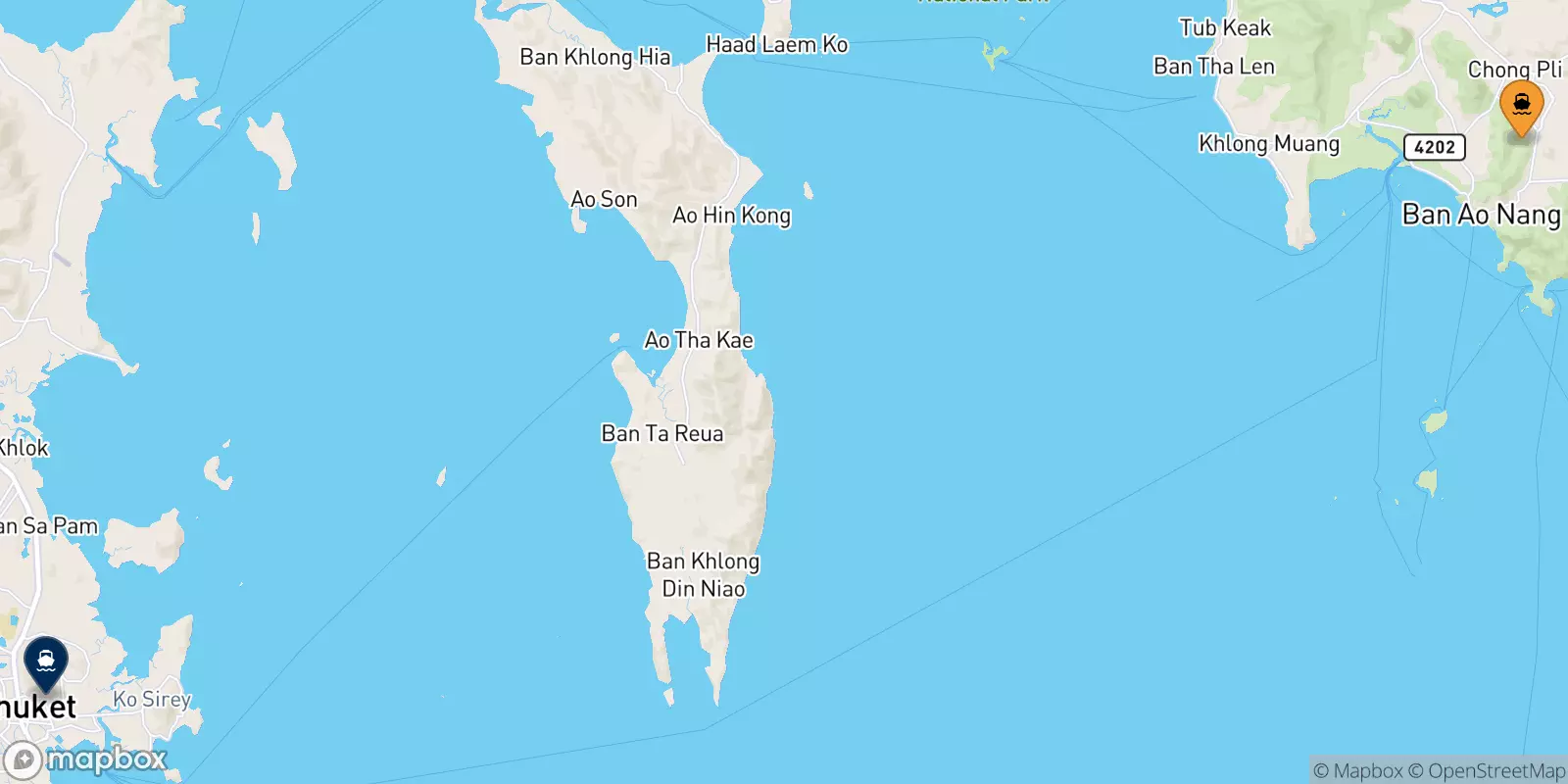 Ferries from Ao Nang (Nopparat Thara Pier) to Phuket Island