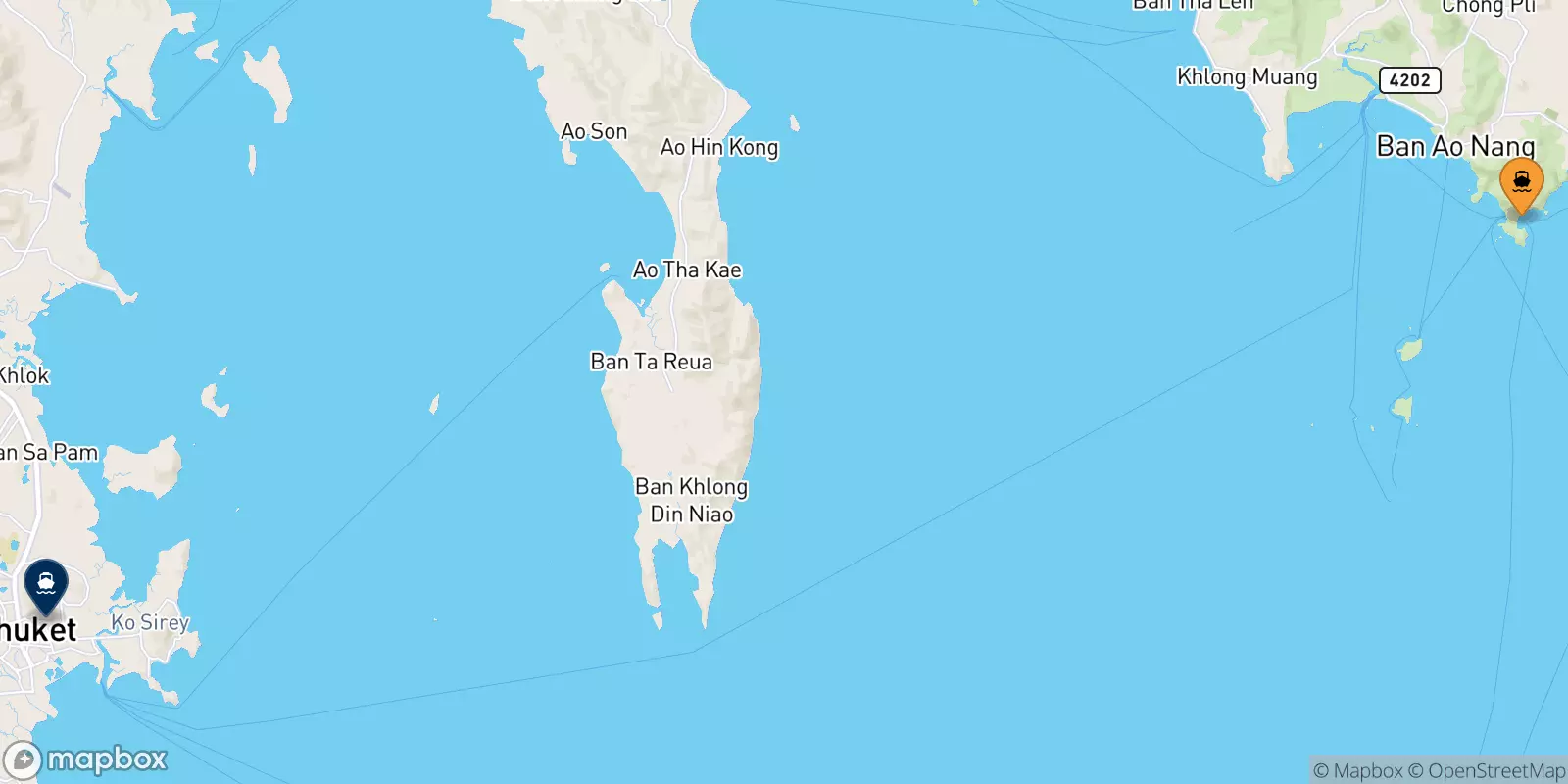 Ferries from East Railay Bay Beach Floating Pier to Phuket Island