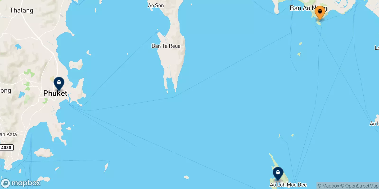 Ferries from East Railay Bay Beach Floating Pier to Thailand