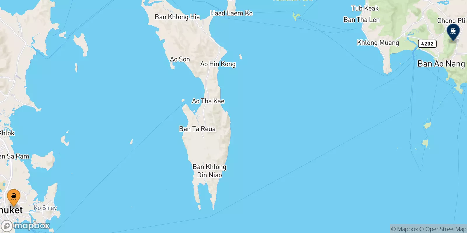 Ferries from Phuket Island to Ao Nang (Nopparat Thara Pier)