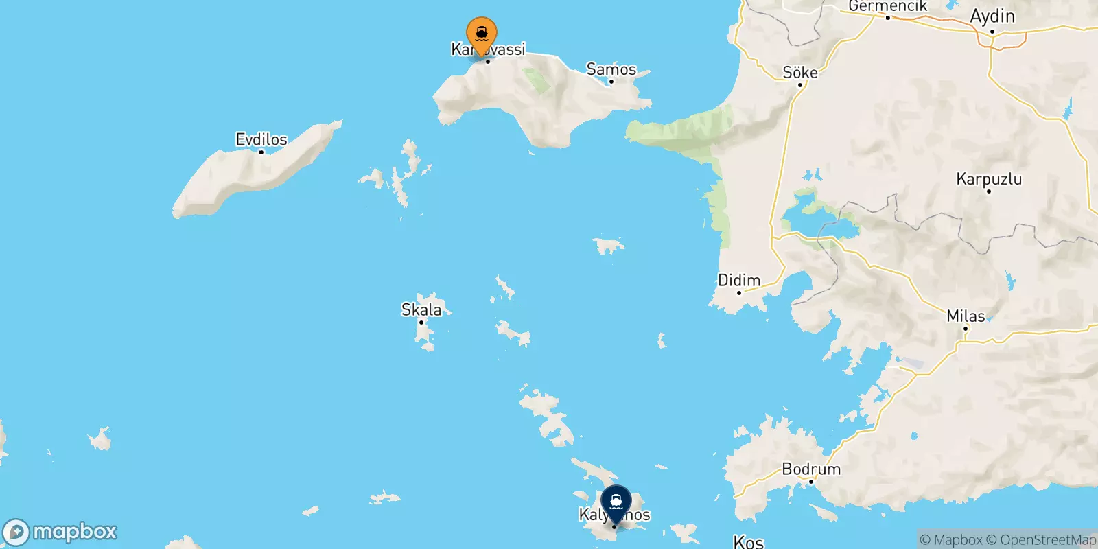 Ferries from Karlovassi (Samos) to Kalymnos