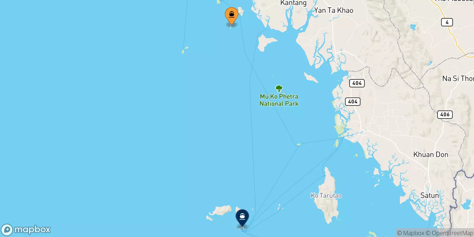 Ferries from Koh Kradan Beach to Koh Lipe (Bundhaya Pier)