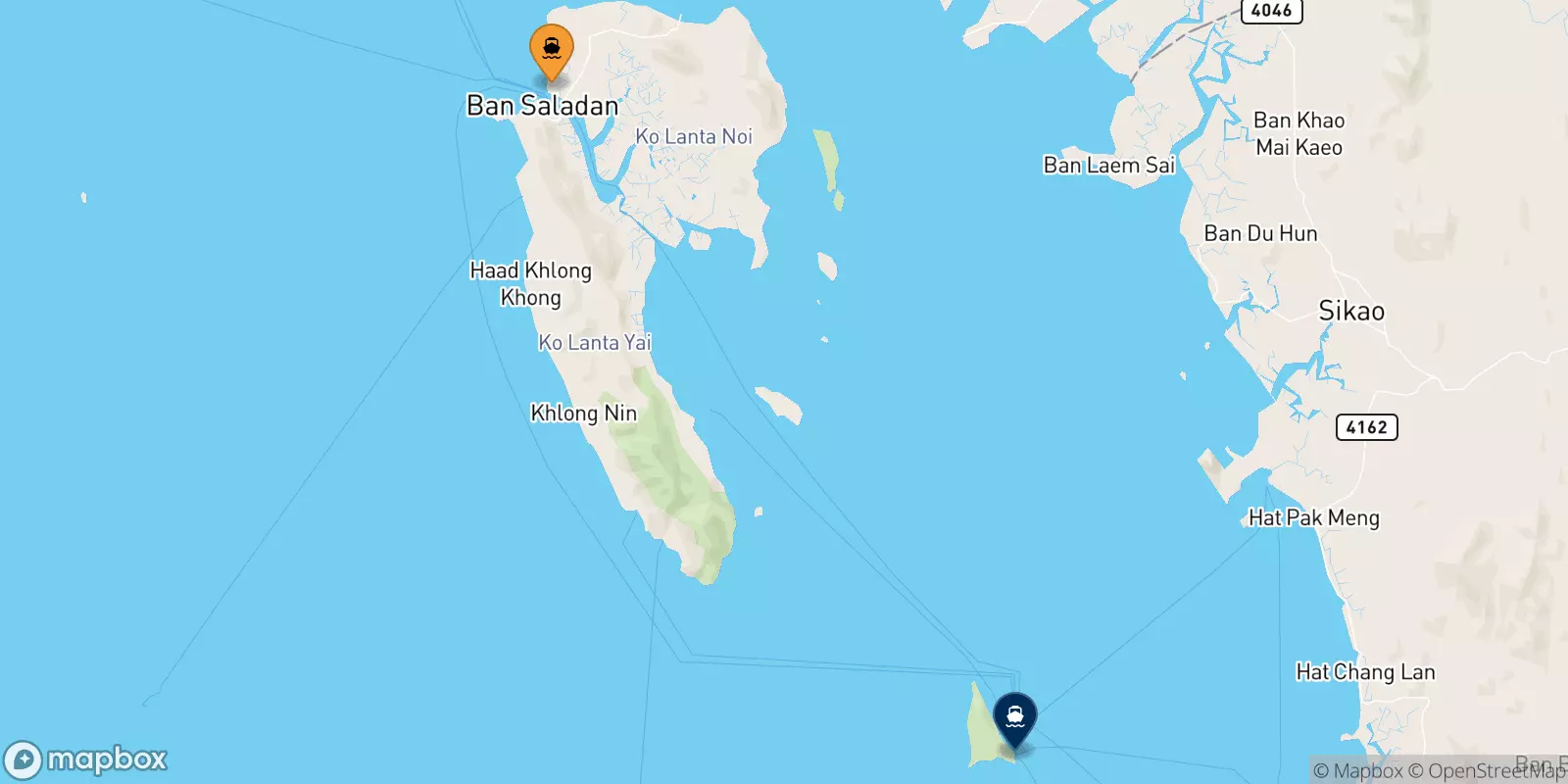 Ferries from Koh Lanta (Saladan Pier) to Koh Ngai