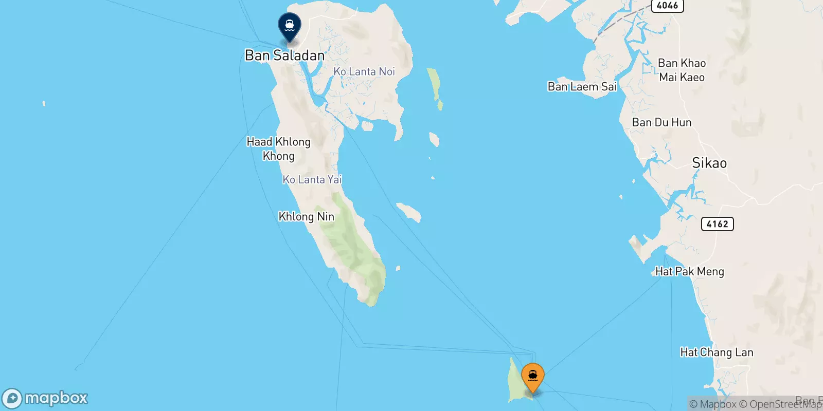 Ferries from Koh Ngai to Koh Lanta (Saladan Pier)