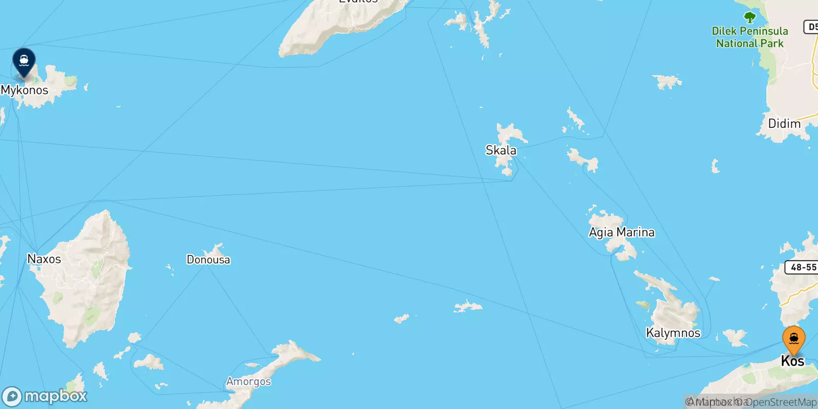 Ferries from Kos to Mykonos