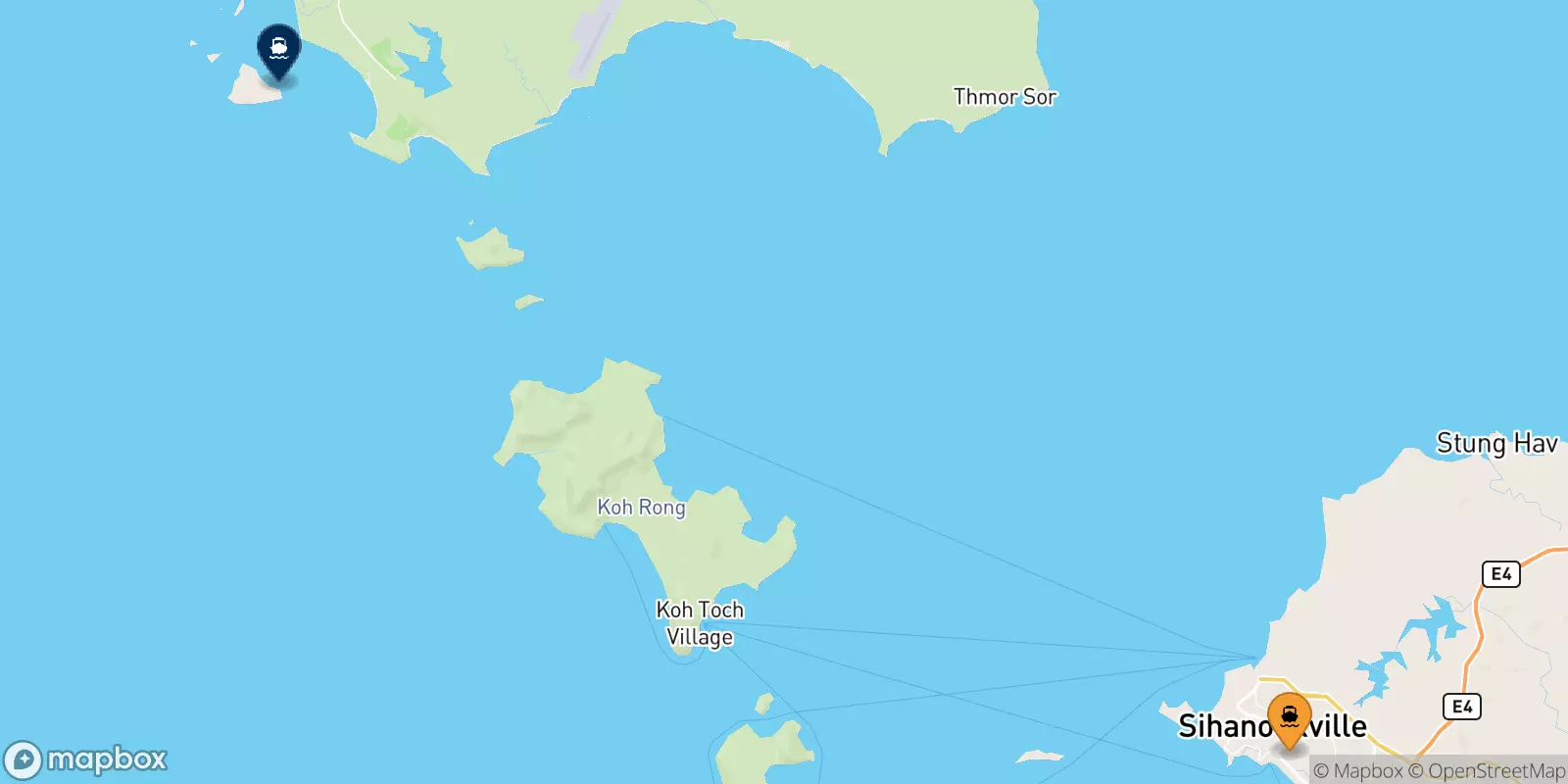 Ferries from Sihanoukville to Koh Sdach (Dara Sakor)