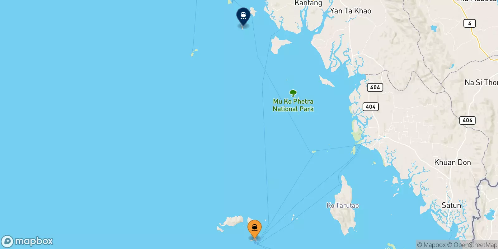 Ferries from Koh Lipe (Bundhaya Pier) to Koh Kradan Beach