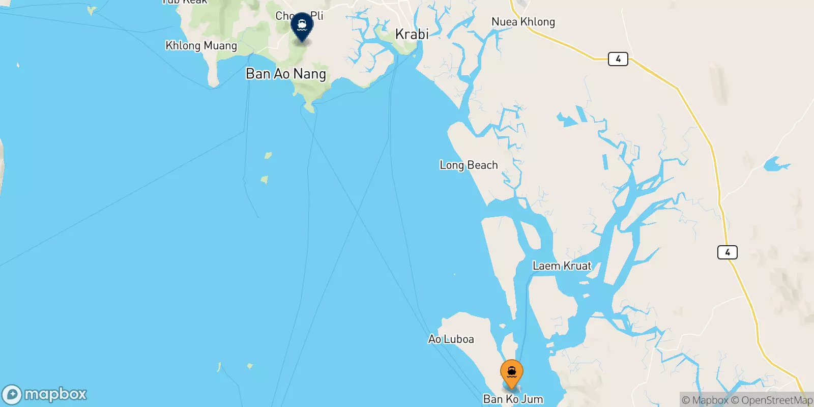 Ferries from Koh Jum to Ao Nang (Nopparat Thara Pier)