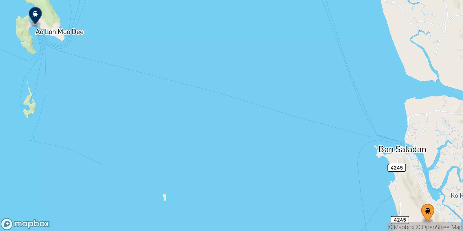 Ferries from Koh Lanta Ban (Saladan Pier) to the Phi Phi Islands