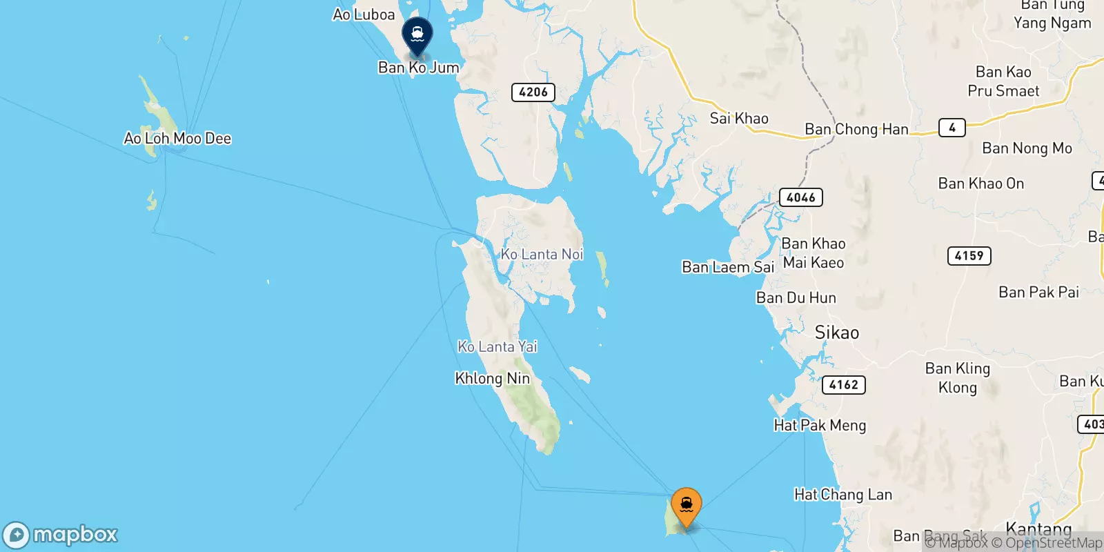 Ferries from Koh Ngai to Koh Jum